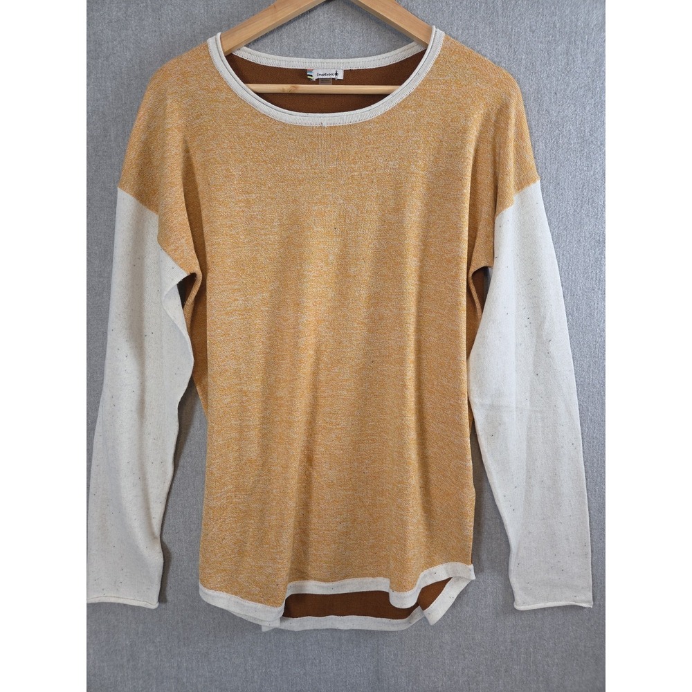 SMARTWOOL Honey Gold L Base Layer Sweater Top Jersey Wool Blend Colorblock